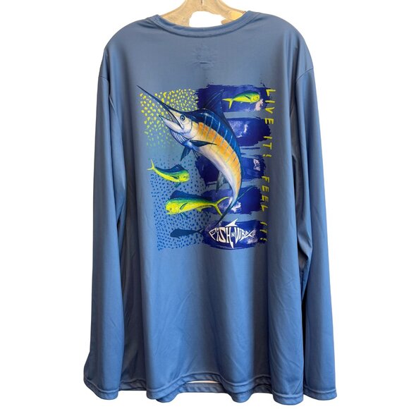 Fish n Vibe Men's Long Sleeve Sun Protection Performance Fishing Tee - XXL - NWT - Picture 4 of 9